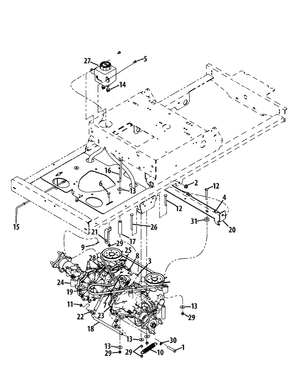 Transmission Assembly Diagram and Parts List for Z-FORCEPRO48-KH 53BH3AGN050-22HP Cub Cadet Lawn Tractor
